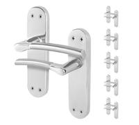 Afit Chrome Door Handle With Satin Nickel Feature Lever Pack 6 Internal Doors Handles Boston Backplate Range