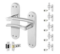 Afit Chrome Door Handle With Satin Nickel Feature Lever Pack 6 Internal Doors Handles With Latch Boston Backplate Range