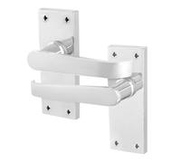 Afit Chrome Door Handles Latch, 1 Pair Of Internal Victorian Straight Pattern Polished Chrome On Backplate Handles