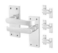 Afit Chrome Door Handles Latch, 4 Pairs Of Internal Victorian Straight Pattern Polished Chrome On Backplate Handles