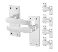 Afit Chrome Door Handles Latch, 5 Pairs Of Internal Victorian Straight Pattern Polished Chrome On Backplate Handles