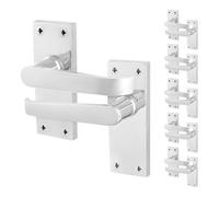 Afit Chrome Door Handles Latch, 6 Pairs Of Internal Victorian Straight Pattern Polished Chrome On Backplate Handles