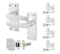AFIT Chrome Door Handles Latch Set, 5 Pairs Polished Chrome Backplate in Silver | Size: 150mm x 150mm AFIT Silver 150mm x 150mm