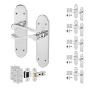 AFIT Chrome Door Handles Latch Set, 6 Pairs Polished Chrome Backplate in Silver | Size: 150mm x 150mm AFIT Silver 150mm x 150mm
