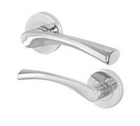AFIT Chrome Door Handles Rose, 1 Pair Polished Chrome Internal Lever in Silver | Size: 150mm x 150mm AFIT Silver 150mm x 150mm