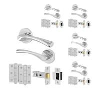 AFIT Chrome Door Handles Rose with Latch, 5 Pairs Polished Chrome in Silver | Size: 150mm x 150mm AFIT Silver 150mm x 150mm