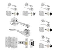 AFIT Chrome Door Handles Rose with Latch, 6 Pairs Polished Chrome in Silver | Size: 150mm x 150mm AFIT Silver 150mm x 150mm