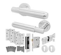 Afit Chrome Fire Door Handle Euro Lock And Thumbturn Cylinder Set Internal Fir Door Handle Locks Hinges, Fleur