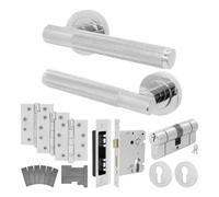 Afit Chrome Fire Door Handle Euro Lock Double Cylinder Set Polished Internal Fir Locks Hinges Vuori Knurled Textured Grip