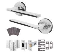 AFIT Chrome Fire Door Handle Latch Set Polished Chrome Internal Latch Hinge in Silver | Size: 150mm x 150mm AFIT Silver 150mm x 150mm