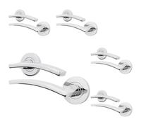 Afit Chrome Fire Door Handle, Polished Chrome Internal Lever On Rose Fir Door Handle, Ebley 5 Pairs