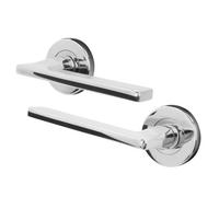 Afit Chrome Fire Door Handle, Polished Chrome Internal Lever On Rose Fir Door Handle, Eden 1 Pair