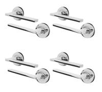 Afit Chrome Fire Door Handle, Polished Chrome Internal Lever On Rose Fir Door Handle, Eden 4 Pairs