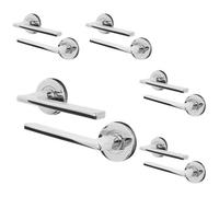 Afit Chrome Fire Door Handle, Polished Chrome Internal Lever On Rose Fir Door Handle, Eden 5 Pairs