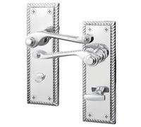 Afit Chrome Georgian Bathroom Door Handle On Backplate Set For Internal Doors Polished
