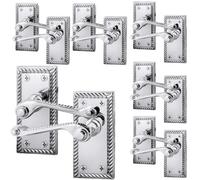 Afit Chrome Georgian Door Handle On Backplate Latch Set Rope Edge For Internal Doors Pack Of 6 Polished