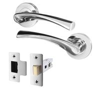 AFIT Chrome Internal Twist Door Handles with Latch 1 Pair Novi Range in Silver | Size: 150mm x 150mm AFIT Silver 150mm x 150mm