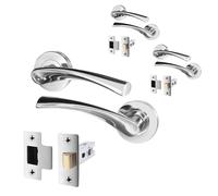 AFIT Chrome Internal Twist Door Handles with Latch 3 Pairs Novi Range in Silver | Size: 150mm x 150mm AFIT Silver 150mm x 150mm