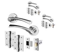 Afit Chrome Internal Twist Door Handles With Latch And Hinges 3 Pairs Novi Range