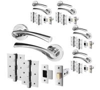 Afit Chrome Internal Twist Door Handles With Latch And Hinges 5 Pairs Novi Range
