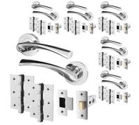 Afit Chrome Internal Twist Door Handles With Latch And Hinges 6 Pairs Novi Range