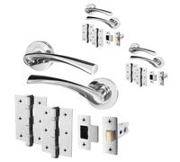 AFIT Chrome Internal Twist Door Handles with Latch Hinges 3 Pack in Silver | Size: 150mm x 150mm AFIT Silver 150mm x 150mm