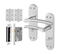 AFIT Chrome Satin Nickel Bathroom Handle WC Lock (80mm) Hinges Boston in Metallics | Size: 150mm x 150mm AFIT Metallics 150mm x 150mm
