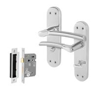 AFIT Chrome Satin Nickel Bathroom Handle WC Lock Boston Backplate in Metallics | Size: 150mm x 150mm AFIT Metallics 150mm x 150mm