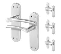 AFIT Chrome Satin Nickel Feature Door Handles Boston Backplate 4 Pairs in Metallics | Size: 150mm x 150mm AFIT Metallics 150mm x 150mm