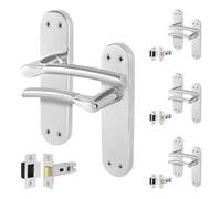 AFIT Chrome Satin Nickel Feature Handle Latch Set Boston 4 Pairs in Metallics | Size: 150mm x 150mm AFIT Metallics 150mm x 150mm