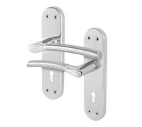 AFIT Chrome Satin Nickel Feature Lock Handle Set Boston Backplate in Metallics | Size: 150mm x 150mm AFIT Metallics 150mm x 150mm