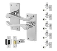 AFIT Chrome Scroll Door Handle & Latch Set 64mm 6 Pairs in Silver | Size: 150mm x 150mm AFIT Silver 150mm x 150mm