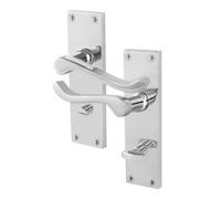 Afit Chrome Scroll Door Handles Bathroom, 1 Pair Of Internal Victorian Scroll Backplate Handles Polished Chrome