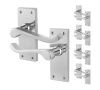 Afit Chrome Scroll Door Handles Latch, 5 Pairs Of Internal Victorian Scroll Backplate Handles Polished Chrome