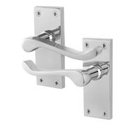 AFIT Chrome Scroll Door Handles Latch Internal Victorian Backplate 1 Pair in Silver | Size: 150mm x 150mm AFIT Silver 150mm x 150mm