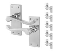 AFIT Chrome Scroll Door Handles Latch Internal Victorian Backplate 6 Pairs in Silver | Size: 150mm x 150mm AFIT Silver 150mm x 150mm