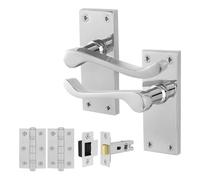 AFIT Chrome Scroll Handle Latch Hinges Set (64mm) 1 Pair in Silver | Size: 150mm x 150mm AFIT Silver 150mm x 150mm