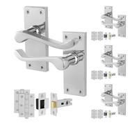 AFIT Chrome Scroll Handle Latch Hinges Set (64mm) 4 Pairs in Silver | Size: 150mm x 150mm AFIT Silver 150mm x 150mm