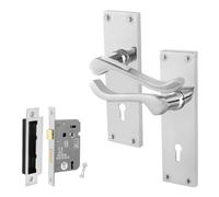 AFIT Chrome Scroll Handle Sashlock Escutcheon Set (64mm) 1 Pair in Silver | Size: 150mm x 150mm AFIT Silver 150mm x 150mm