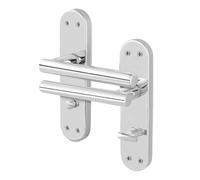 AFIT Chrome T-Bar Bathroom Handle Backplate Privacy Lever 1 Pair in Silver | Size: 150mm x 150mm AFIT Silver 150mm x 150mm