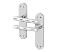 AFIT Chrome T-Bar Door Handles Backplate Internal Lever 1 Pair in Silver | Size: 150mm x 150mm AFIT Silver 150mm x 150mm