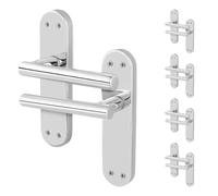 AFIT Chrome T-Bar Door Handles Backplate Internal Lever 5 Pair in Silver | Size: 150mm x 150mm AFIT Silver 150mm x 150mm