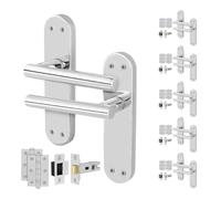 AFIT Chrome T-Bar Handle Latch Hinges Backplate Set 6 Pair in Silver | Size: 150mm x 150mm AFIT Silver 150mm x 150mm