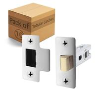 Afit Chrome Tubular Door Latch For Internal Doors - 2.5 Inch / 64mm - Pack Of 10 Polished Chrome Tubular Mortice Latches