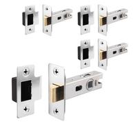 Afit Chrome Tubular Door Latch For Internal Doors - 64mm 44mm Backset - Pack 4 Polished Chrome