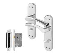AFIT Chrome Twist Bathroom Handle WC Lock Novi Backplate 1 Pair in Metallic Silver | Size: 150mm x 150mm AFIT Metallic Silver 150mm x 150mm