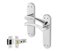 AFIT Chrome Twist Door Handle Latch Set Novi Backplate 1 Pair in Metallic Silver | Size: 150mm x 150mm AFIT Metallic Silver 150mm x 150mm