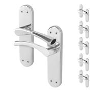 AFIT Chrome Twist Door Handles Novi Backplate Internal Lever 6 Pairs in Metallic Silver | Size: 150mm x 150mm AFIT Metallic Silver 150mm x 150mm