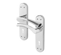 AFIT Chrome Twist Lock Handle Set Novi Backplate 1 Pair in Metallic Silver | Size: 150mm x 150mm AFIT Metallic Silver 150mm x 150mm