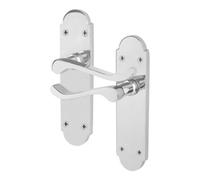 Afit Chrome Victorian Door Handles Latch, 1 Pair Of Internal Polished Chrome Victorian Scroll Shaped Backplate Handles